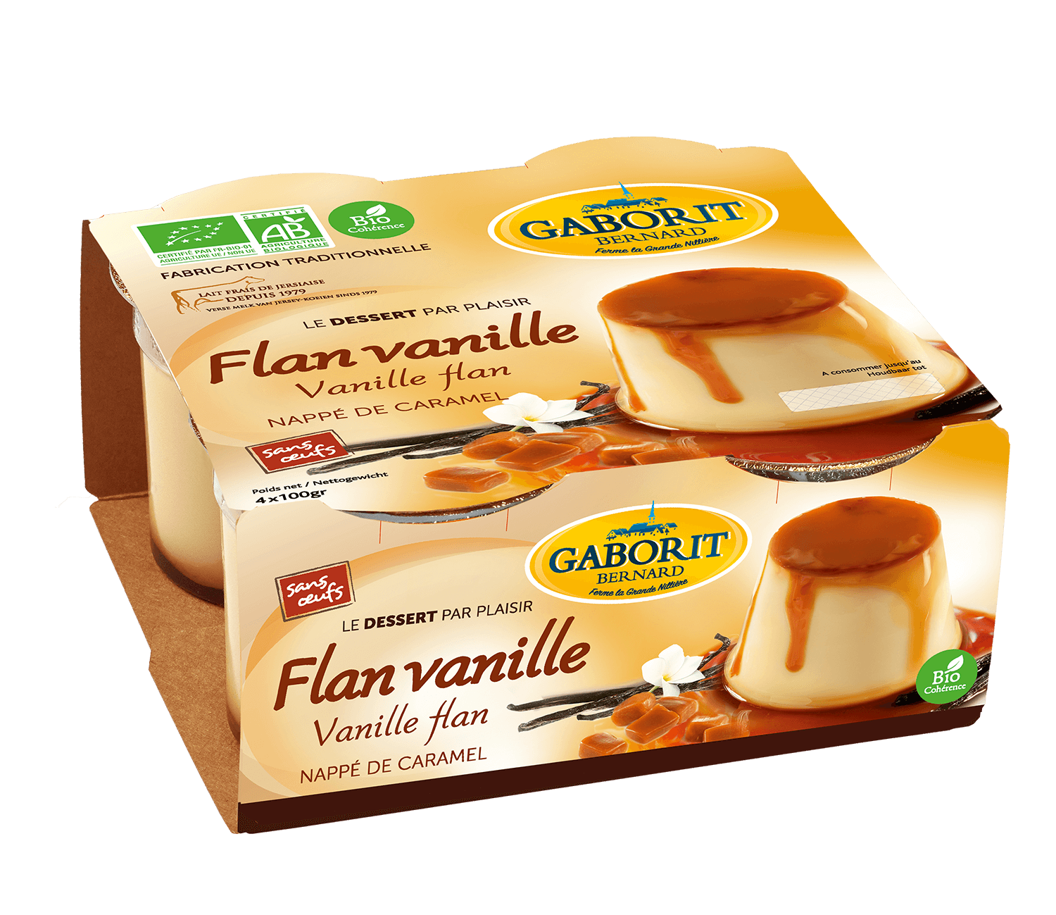 Gaborit Flan vanille nappé de caramel bio 4x100g